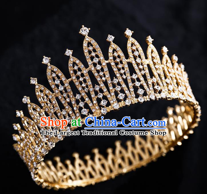 Top Handmade Wedding Bride Round Royal Crown Baroque Princess Hair Accessories for Women