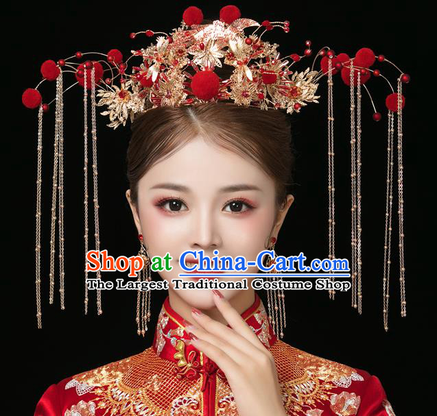 Traditional Handmade Chinese Dragonfly Chaplet Hair Crown Hairpins Ancient Bride Hair Accessories for Women