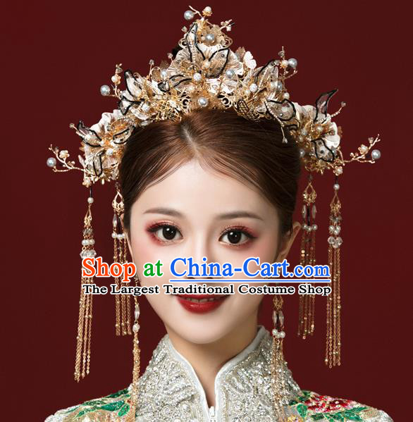 Traditional Handmade Chinese Butterfly Hair Crown Hairpins Ancient Bride Hair Accessories for Women