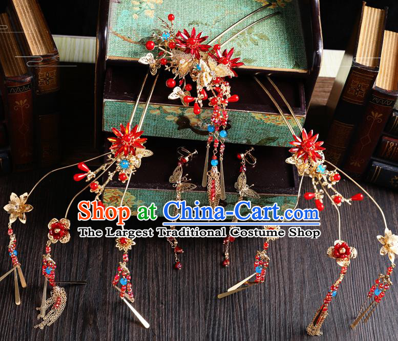 Traditional Handmade Chinese Tassel Hair Clips Hairpins Ancient Bride Hair Accessories for Women