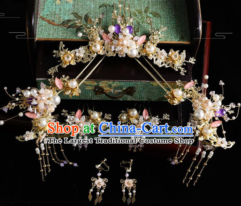 Traditional Handmade Chinese Wedding Hair Comb Hairpins Ancient Bride Hair Accessories for Women