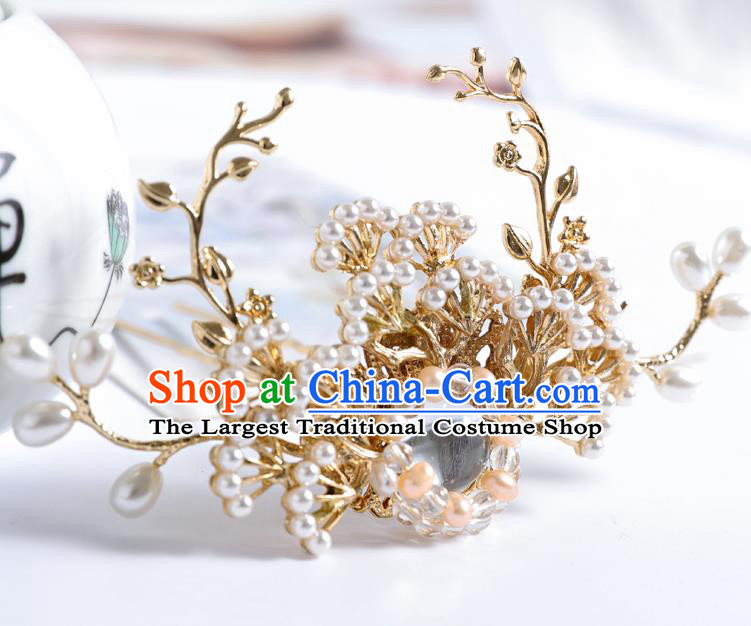 Traditional Handmade Chinese Wedding Pine Hairpins Ancient Bride Hair Accessories for Women