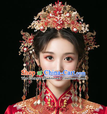 Traditional Handmade Chinese Wedding Phoenix Hair Crown Hairpins Ancient Bride Hair Accessories for Women