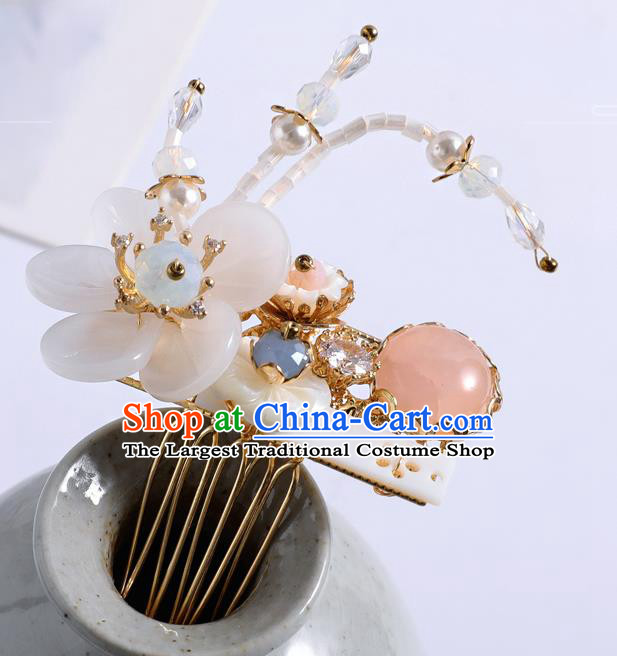 Chinese Traditional Wedding Hanfu Shell Hair Comb Hairpins Handmade Ancient Bride Hair Accessories for Women