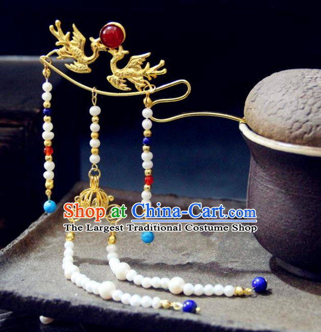 Chinese Traditional Tang Dynasty Tassel Step Shake Phoenix Hairpins Handmade Ancient Royal Empress Hair Accessories for Women