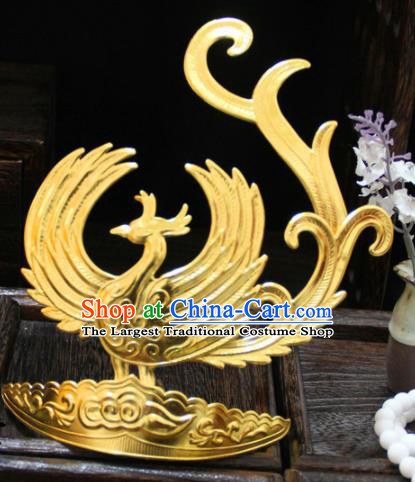 Chinese Traditional Tang Dynasty Princess Golden Phoenix Hair Comb Hairpins Handmade Ancient Royal Empress Hair Accessories for Women