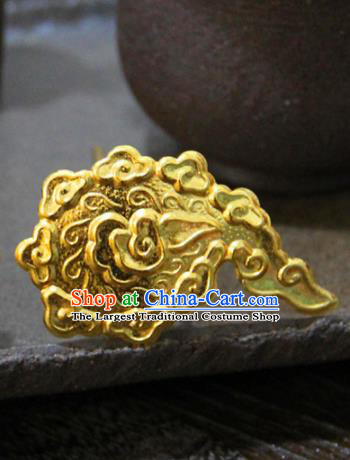 Chinese Traditional Ming Dynasty Golden Cloud Hairpins Handmade Ancient Royal Princess Hair Accessories for Women