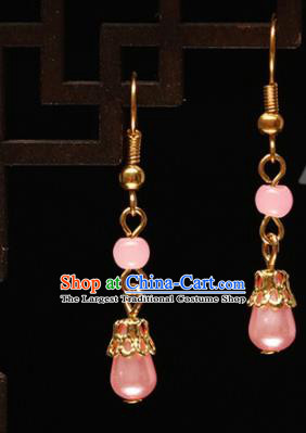 Chinese Traditional Hanfu Pink Earrings Ancient Fairy Ear Accessories for Women