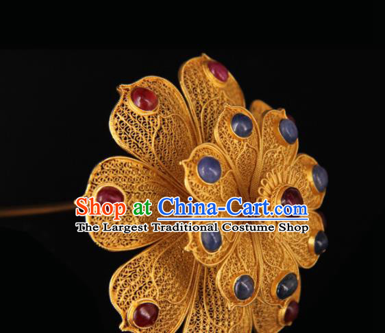 Chinese Traditional Ming Dynasty Queen Flower Hairpin Hairpins Ancient Empress Hair Accessories for Women