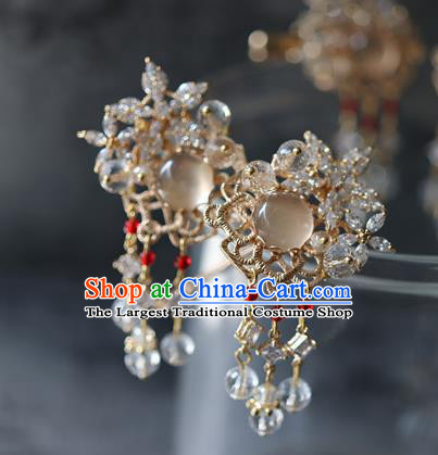 Traditional Chinese Ming Dynasty Princess Quartz Hairpins Ancient Court Queen Hair Accessories for Women