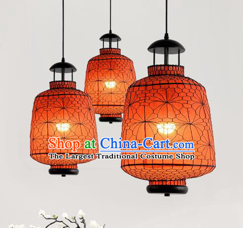 Chinese Traditional Iron Orange Hanging Lantern Handmade Lamp Palace Lanterns