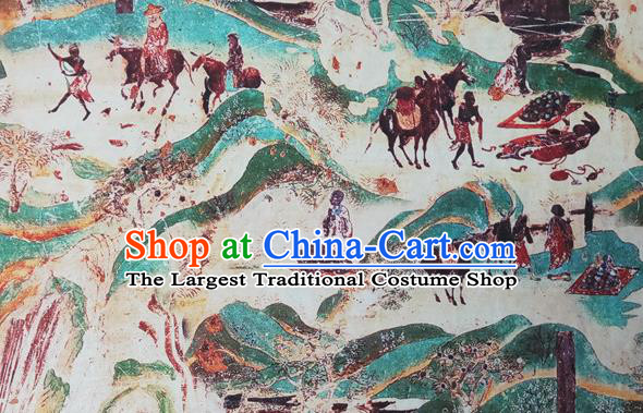 Chinese Traditional Wall Painting Pattern Silk Fabric Mulberry Silk Fabric Hanfu Dress Material