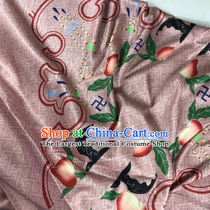 Chinese Traditional Peach Pattern Cameo Brown Brocade Hanfu Fabric Silk Fabric Hanfu Dress Material