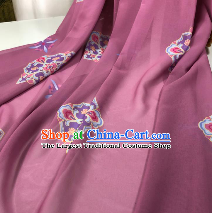 Chinese Traditional Classical Pattern Wine Red Chiffon Fabric Silk Fabric Hanfu Dress Material