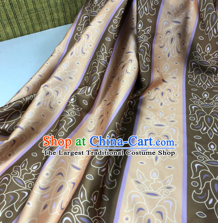 Chinese Traditional Lotus Pattern Khaki Brocade Hanfu Fabric Silk Fabric Hanfu Dress Material