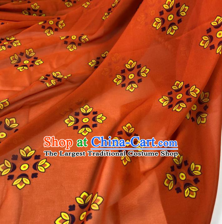 Chinese Traditional Classical Pattern Orange Chiffon Fabric Silk Fabric Hanfu Dress Material