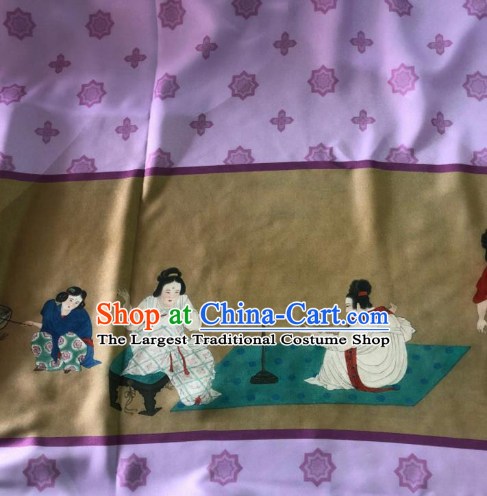 Chinese Traditional Classical Pattern Purple Chiffon Fabric Silk Fabric Hanfu Dress Material