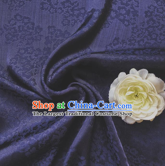 Chinese Traditional Classical Hydrangea Pattern Navy Cotton Fabric Imitation Silk Fabric Hanfu Dress Material