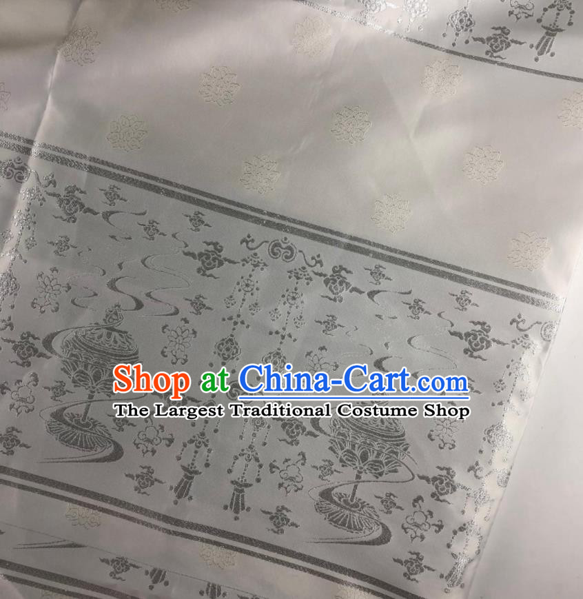 Chinese Traditional Censer Pattern White Brocade Hanfu Fabric Silk Fabric Hanfu Dress Material