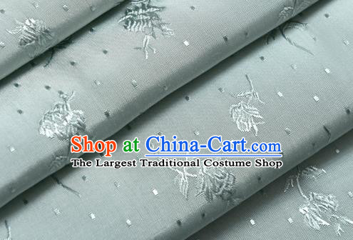 Chinese Traditional Classical Flowers Pattern Blue Cotton Fabric Imitation Silk Fabric Hanfu Dress Material