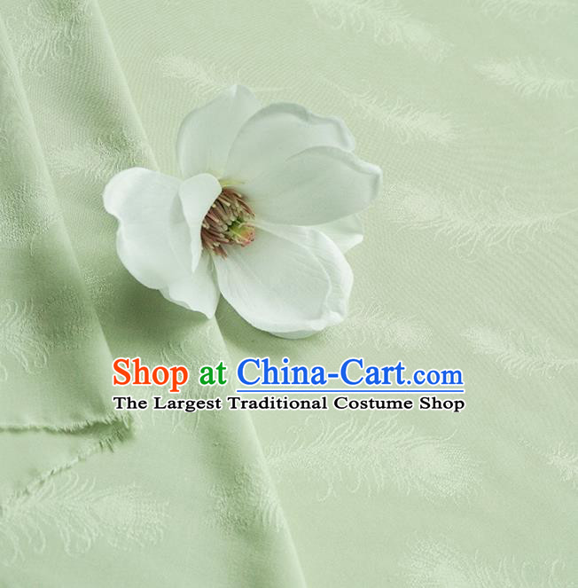 Chinese Traditional Classical Feather Pattern Light Green Cotton Fabric Imitation Silk Fabric Hanfu Dress Material