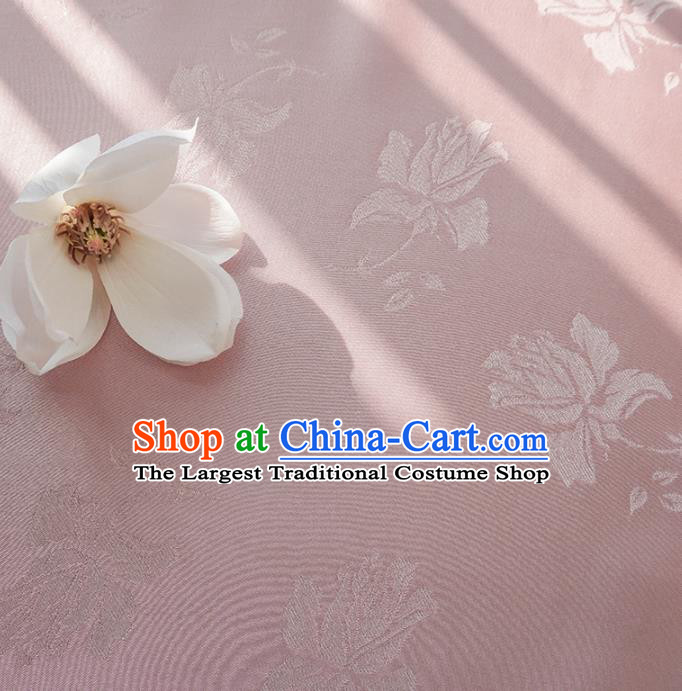 Chinese Traditional Classical Jacquard Tulip Pattern Pink Cotton Fabric Imitation Silk Fabric Hanfu Dress Material