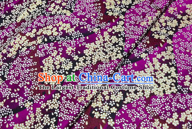 Japanese Traditional Sakura Pattern Kimono Amaranth Brocade Fabric Tapestry Satin Fabric Nishijin Material