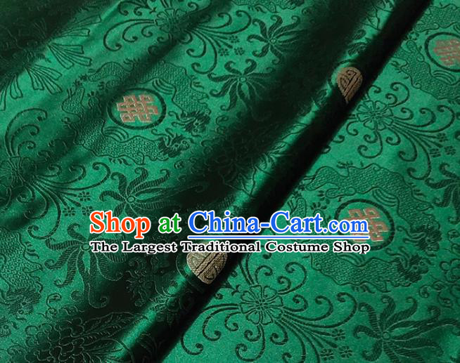 Chinese Traditional Classical Pattern Deep Green Brocade Fabric Silk Satin Fabric Tang Suit Material