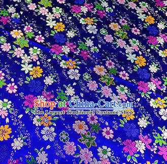 Japanese Traditional Primrose Pattern Kimono Royalblue Brocade Fabric Tapestry Satin Fabric Nishijin Material