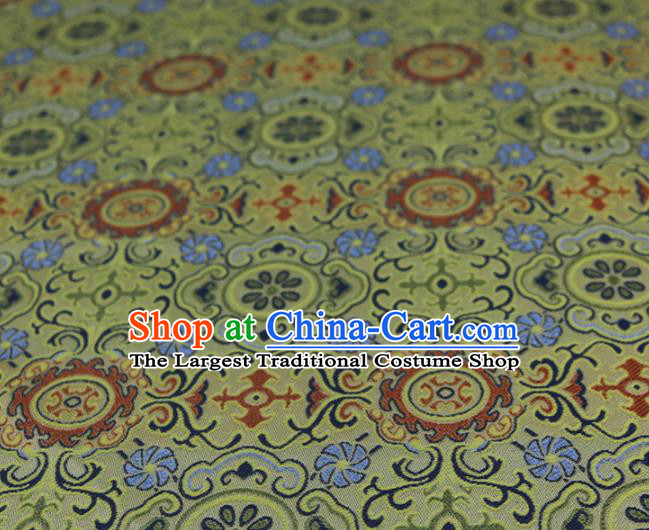 Chinese Traditional Rich Pattern Yellow Brocade Fabric Silk Satin Fabric Hanfu Material