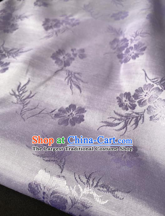 Chinese Traditional Pattern Lilac Silk Fabric Hanfu Brocade Material