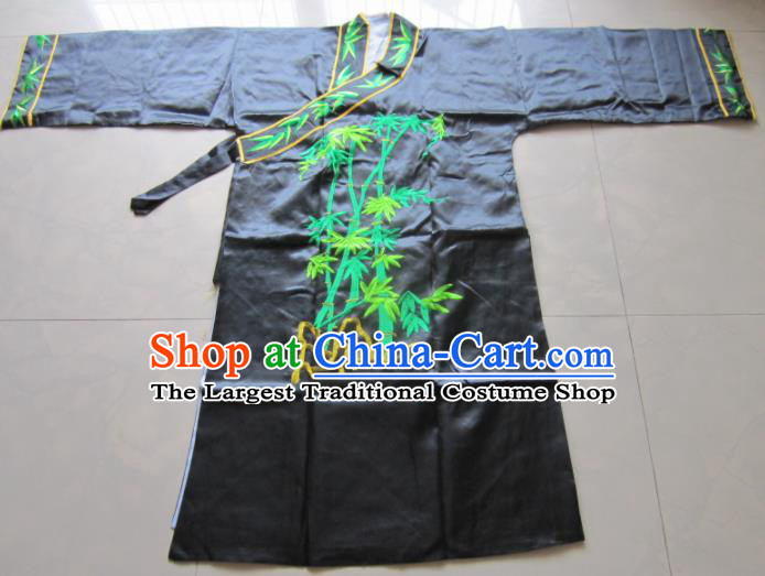 Chinese Traditional God Embroidered Black Priest Frock Taoism Deity Costume