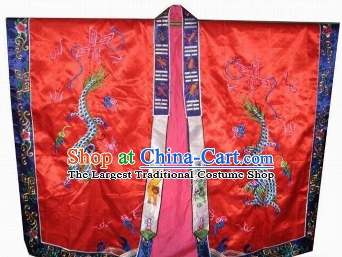 Chinese National Quanzhen Taoist Frock Embroidered Cassock Traditional Taoism Rites Costume for Men