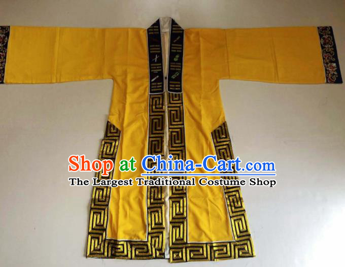 Chinese National Taoist Embroidered Eight Diagrams Yellow Priest Frock Cassock Traditional Taoism Rites Costume for Men