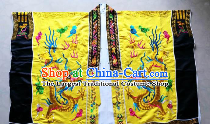 Chinese National Taoist Embroidered Dragon Yellow Frock Cassock Traditional Taoism Rites Costume for Men