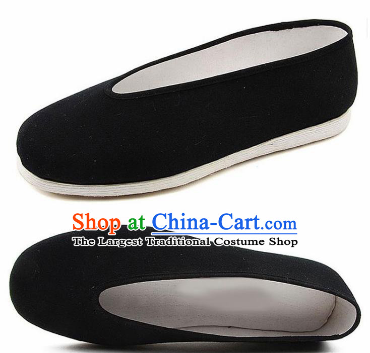 Chinese National Handmade Black Cloth Shoes Traditional Martial Arts Shoes for Men