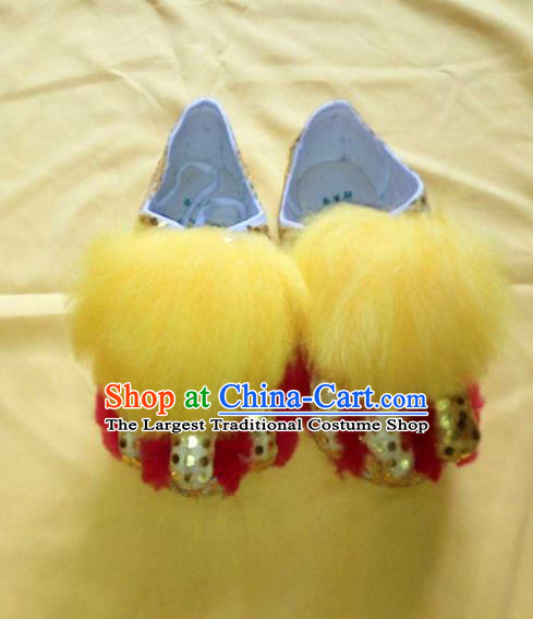 Chinese Traditional Lion Dance Red Shoes Handmade Folk Dance Shoes for Men