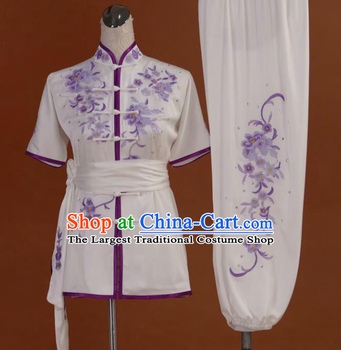 Chinese Tai Chi Embroidered Garment Outfits Traditional Kung Fu Martial Arts Training Costumes for Women