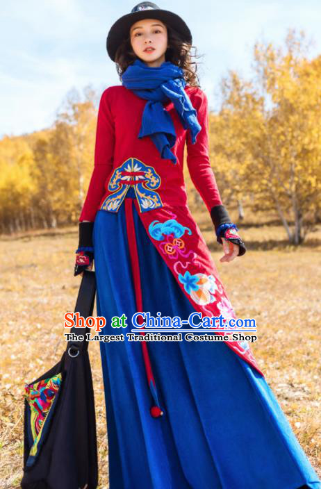 Chinese Traditional Embroidered Peony Skirt National Bust Skirt Costumes for Women