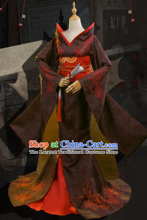 Japanese Traditional Cosplay Geisha Deep Purple Kimono Dress Japan Yukata Costumes for Women