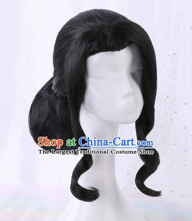 Chinese Traditional Cosplay Geisha Black Wigs Ancient Courtesan Wig Sheath for Women