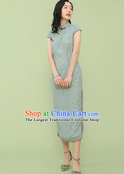 Republic of China Traditional Green Qipao Dress Chinese National Tang Suit Cheongsam Costumes for Women