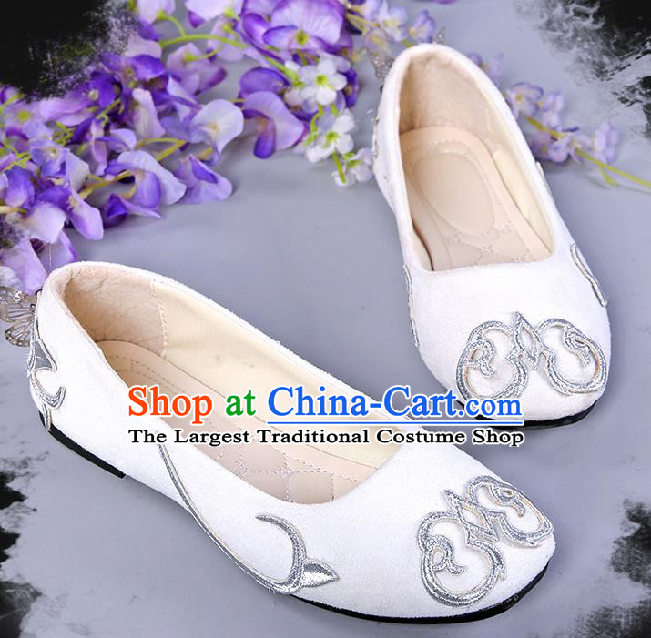 Chinese Traditional White Hanfu Shoes Ancient Princess Shoes for Women