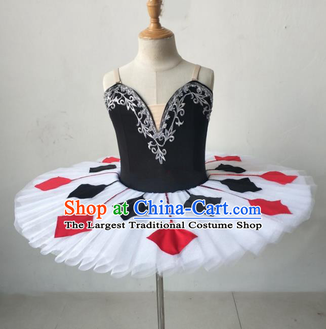 Professional Ballet Dance Tutu White Veil Short Dress Modern Dance Ballerina Stage Performance Costume for Kids