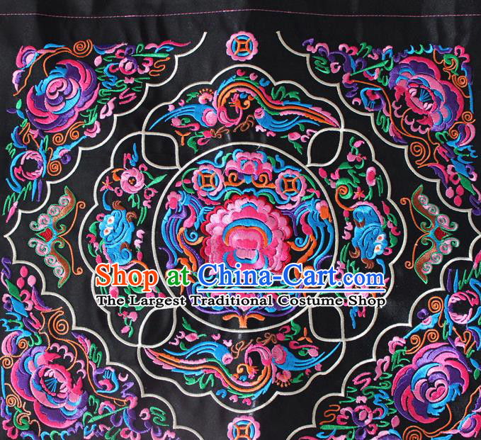 Chinese Traditional Embroidered Peony Butterfly Black Applique Embroidery Patch Embroidery Craft Accessories