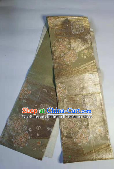 Japanese Geisha Classical Pattern Golden Brocade Kimono Belts Traditional Japan Yukata Waistband