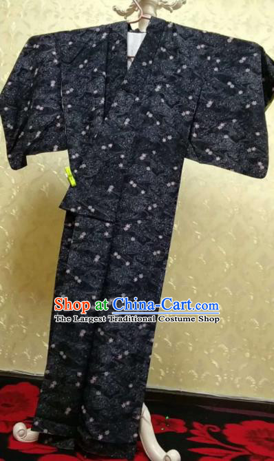 Traditional Japan Samurai Black Kimono Asian Japanese Fashion Apparel Yukata Costume for Men