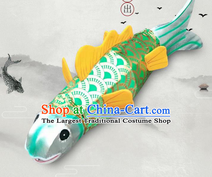 Chinese Traditional Green Carp Lantern Handmade Lantern Festival Fish Lamp