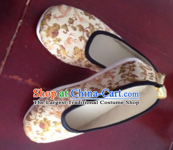 Asian Chinese Traditional Wedding Beige Satin Shoes Princess Shoes Opera Shoes Hanfu Shoes for Women