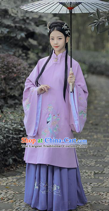 Traditional Chinese Ming Dynasty Nobility Lady Purple Hanfu Dress Ancient Royal Infanta Historical Costumes for Women